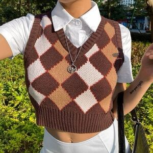 Brown Sleeveless Sweater Vest Size Small